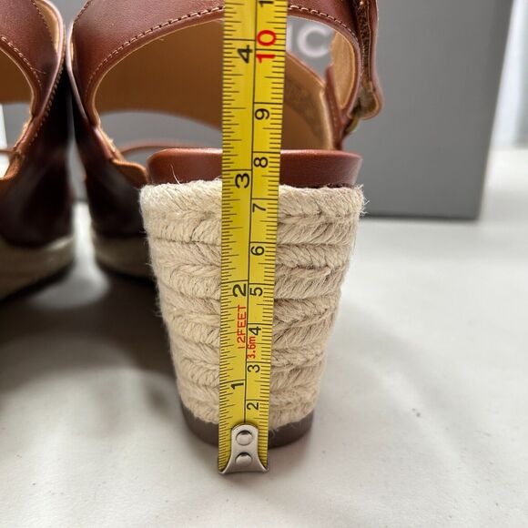 Vionic Tulum Brooke Leather Wedge Espadrille Sandals Cognac Women's US 8 NWB - Picture 6 of 11